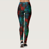 Rot und grünlich blau, gekratzte Quadrate oder Wür Leggings (Rückseite)
