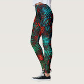 Rot und grünlich blau, gekratzte Quadrate oder Wür Leggings (Links)