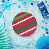 Rot- und Grünstreifen-Papierplatte Pappteller (Party)