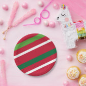 Rot- und Grünstreifen-Papierplatte Pappteller (Party)