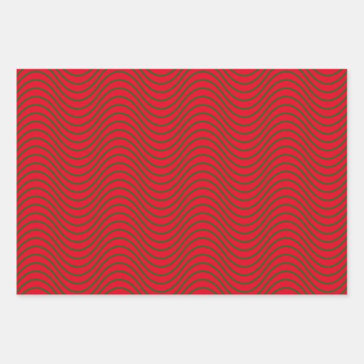 Rot- und Grünwellenmuster Geschenkpapier Set (Vorderseite 3)