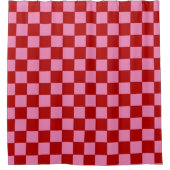 Rot und Heiß rosa überprüft Duschvorhang (Vorderseite)