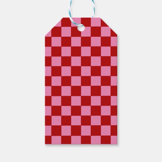 Rot und Heiß rosa überprüft Geschenkanhänger (Vorderseite)