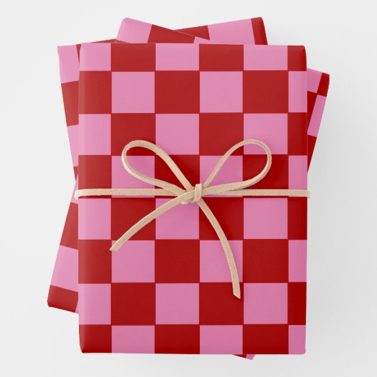 Rot und Heiß rosa überprüft Geschenkpapier Set (Beispiel)