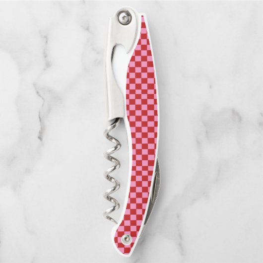 Rot und Heiß rosa überprüft Kellnermesser (Vorderseite)