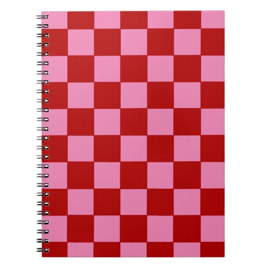 Rot und Heiß rosa überprüft Notizblock (Vorderseite)