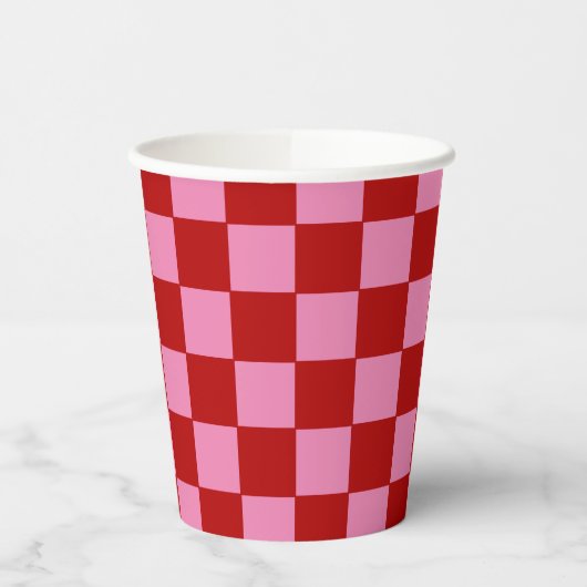 Rot und Heiß rosa überprüft Pappbecher (Links)