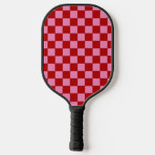 Rot und Heiß rosa überprüft Pickleball Schläger (Rückseite)