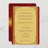 Rot und hindische Hochzeit des Golddamastes Einladung (Vorne/Hinten)