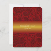 Rot und hindische Hochzeit des Golddamastes Einladung (Rückseite)