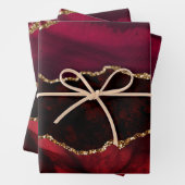Rot und Imitate Gold Glitzer Marmorschlauch Agate Geschenkpapier Set (Beispiel)