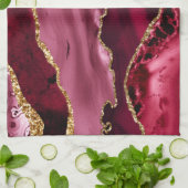 Rot und Imitate Gold Glitzer Marmorschlauch Agate Geschirrtuch (Gefaltet)