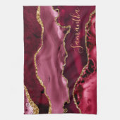 Rot und Imitate Gold Glitzer Marmorschlauch Agate Geschirrtuch (Vertikal)