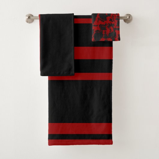 Rot und Kohle abstrakt Badhandtuch Set (Insitu)