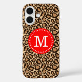 Rot und Leopard Print Custom Monogram Case-Mate iPhone Hülle (Rückseite)