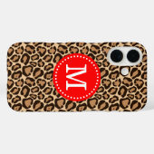 Rot und Leopard Print Custom Monogram Case-Mate iPhone Hülle (Rückseite (Horizontal))