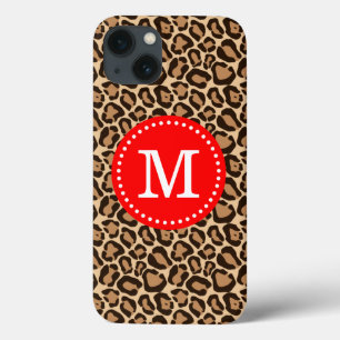 Rot und Leopard Print Custom Monogram Case-Mate iPhone Hülle
