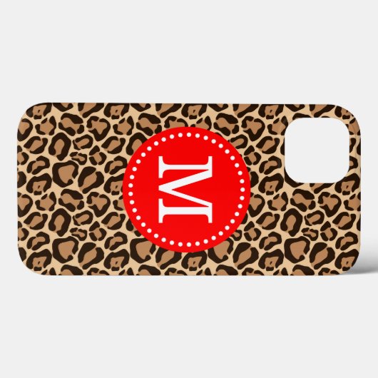 Rot und Leopard Print Custom Monogram Case-Mate iPhone Hülle (Rückseite (Horizontal))