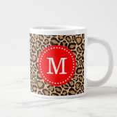 Rot und Leopard Print Custom Monogram Jumbo-Tasse (Rechts)