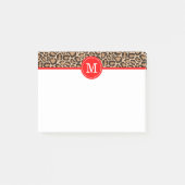 Rot und Leopard Print Custom Monogram Post-it Klebezettel (Vorderseite)