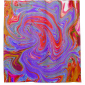 Rot und Lila Groovy Abstrakt Retro Art Duschvorhang (Vorderseite)