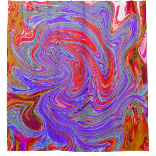 Rot und Lila Groovy Abstrakt Retro Art Duschvorhang (Vorderseite)