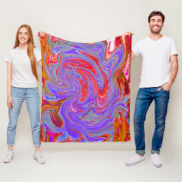 Rot und Lila Groovy Abstrakt Retro Art Fleecedecke