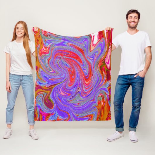 Rot und Lila Groovy Abstrakt Retro Art Fleecedecke (Beispiel)