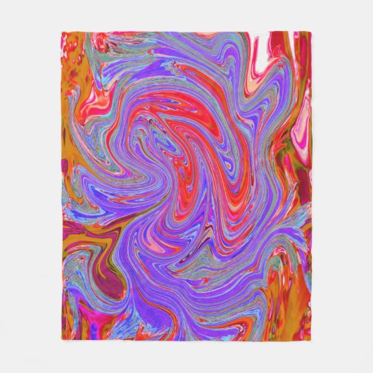 Rot und Lila Groovy Abstrakt Retro Art Fleecedecke (Vorderseite)