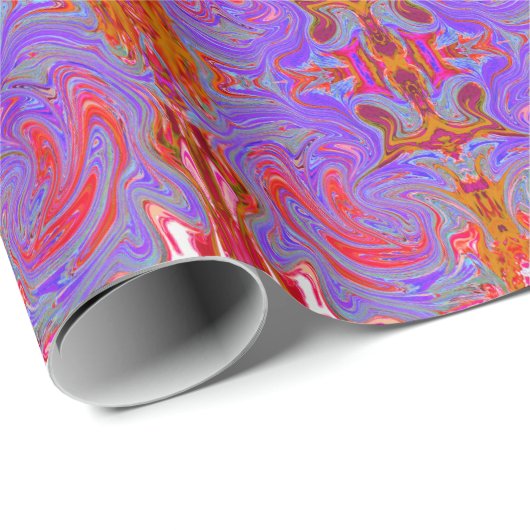 Rot und Lila Groovy Abstrakt Retro Art Geschenkpapier (Rolleneckpunkt)