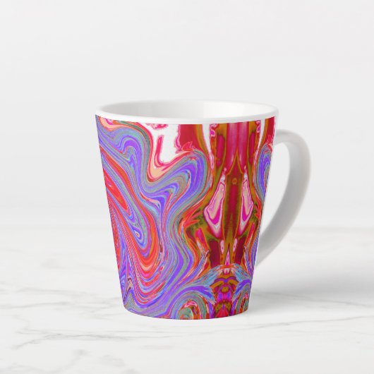 Rot und Lila Groovy Abstrakt Retro Art Milchtasse (Rechte Ecke)