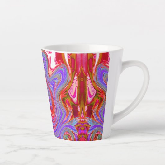 Rot und Lila Groovy Abstrakt Retro Art Milchtasse (Rechts)