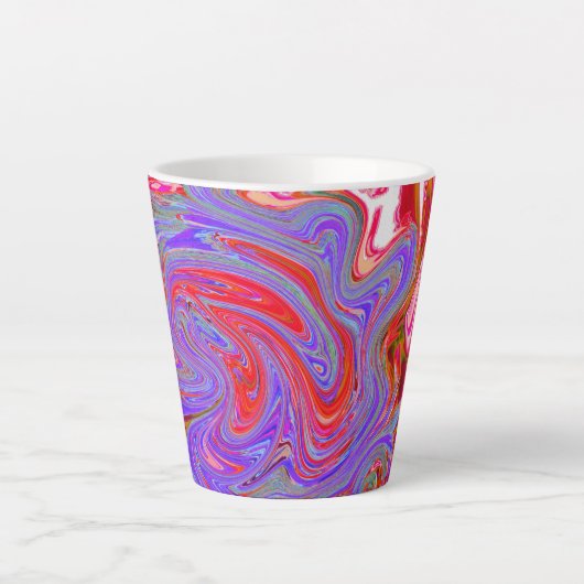 Rot und Lila Groovy Abstrakt Retro Art Milchtasse (Vorderseite)