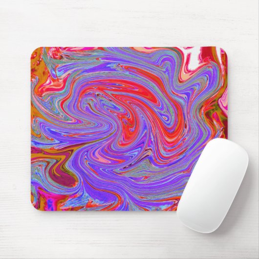Rot und Lila Groovy Abstrakt Retro Art Mousepad (Mit Mouse)