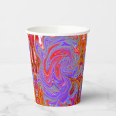 Rot und Lila Groovy Abstrakt Retro Art Pappbecher (Links)