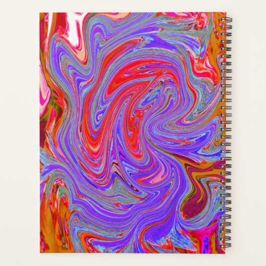 Rot und Lila Groovy Abstrakt Retro Art Planer (Rückseite)