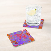 Rot und Lila Groovy Abstrakt Retro Art Rechteckiger Pappuntersetzer (Vor Ort)
