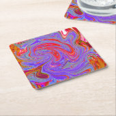 Rot und Lila Groovy Abstrakt Retro Art Rechteckiger Pappuntersetzer (angewinkelt)