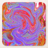 Rot und Lila Groovy Abstrakt Retro Art Rechteckiger Pappuntersetzer (Vorderseite)