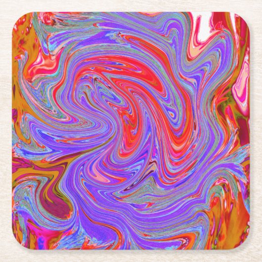 Rot und Lila Groovy Abstrakt Retro Art Rechteckiger Pappuntersetzer (Vorderseite)