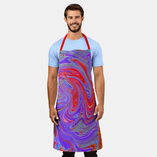 Rot und Lila Groovy Abstrakt Retro Art Schürze (Getragen)