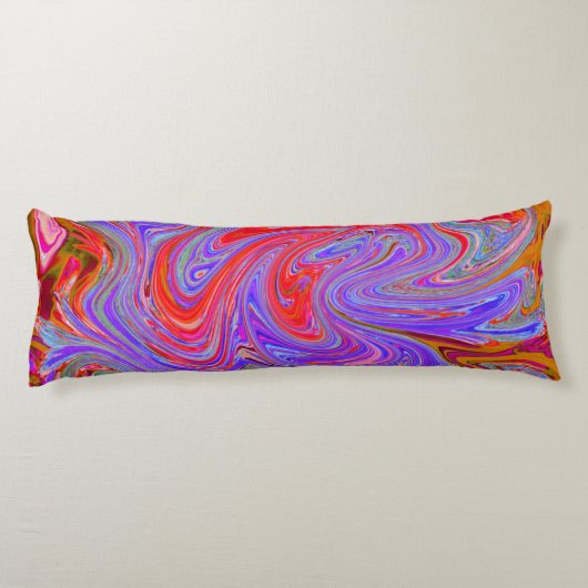 Rot und Lila Groovy Abstrakt Retro Art Seitenschläferkissen (Rückseite)