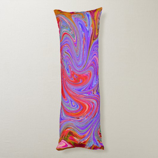 Rot und Lila Groovy Abstrakt Retro Art Seitenschläferkissen (Rückseite (Vertikal))