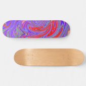 Rot und Lila Groovy Abstrakt Retro Art Skateboard (Horizontal)
