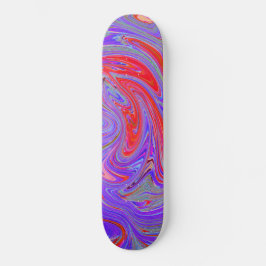 Rot und Lila Groovy Abstrakt Retro Art Skateboard