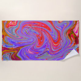 Rot und Lila Groovy Abstrakt Retro Art Strandtuch