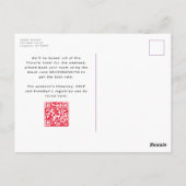 Rot und Lila Junggeselinnen-Abschied Postkarte (Rückseite)