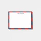Rot und Marine-blaue Streifen personalisiert Post-it Klebezettel (Vorderseite)