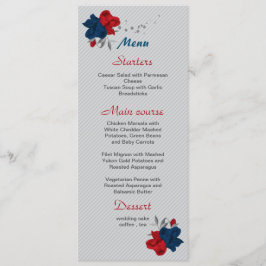 Rot- und Marineblumen Botanische Hochzeit Menükarte