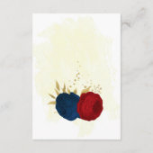 Rot- und Marineblumen Goldblumen Blätter Hochzeit Begleitkarte (Rückseite)